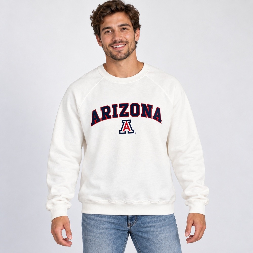 University of Arizona Wildcats Ouray Sweatshirt Cream Embroidered Large Academia